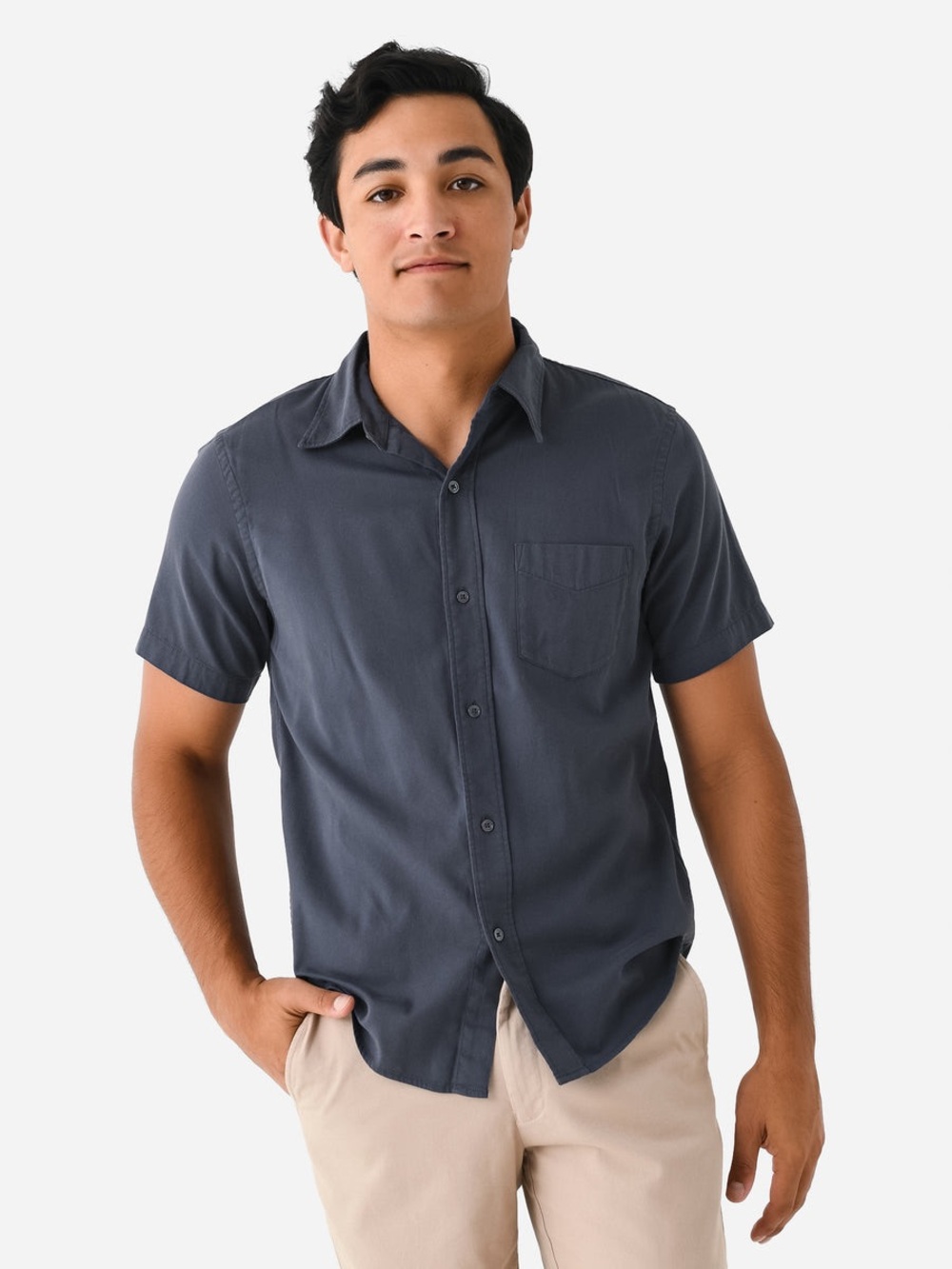 Buck Mason | Blue Short-Sleeve Button Front Men's Shirt
